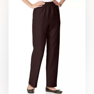 Alfred Dunner Elastic Waist Straight-Leg Pants - Brown